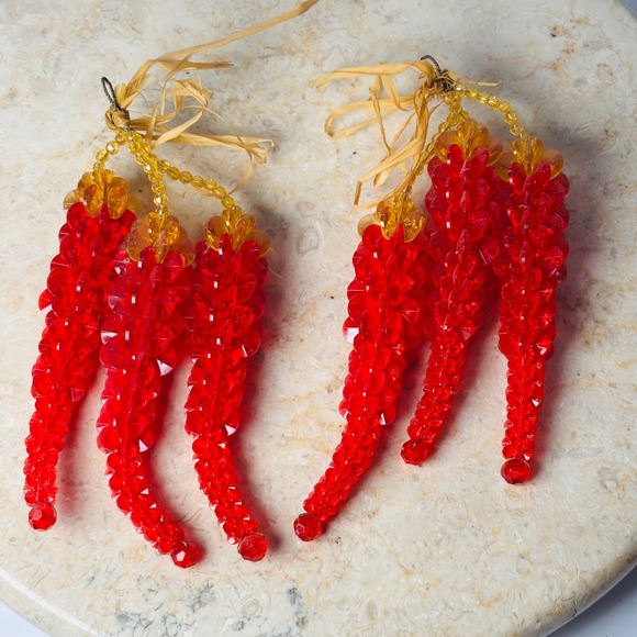 Vintage Plastic Beaded Chilis Ornament Christmas Southwestern Stackable‎ Star - Picture 1 of 4